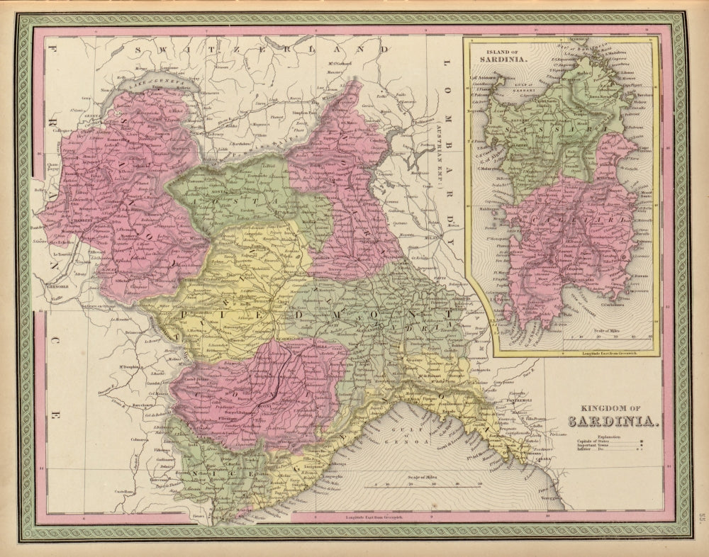Sardinia 1849 Poster Print showcasing the beautiful landscape of Sardinia.