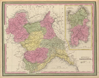 Sardinia 1849 Poster Print showcasing the beautiful landscape of Sardinia.
