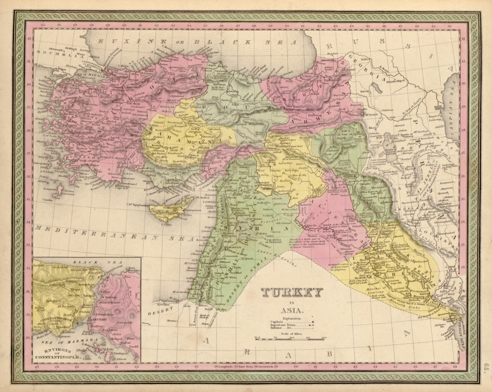 Turkey in Asia - 1849 Poster Print showcasing historical artwork.