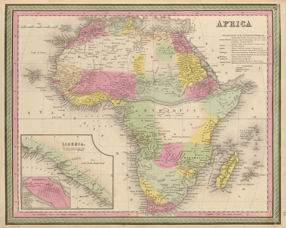 Africa 1849 Poster Print - Vintage Map Artwork