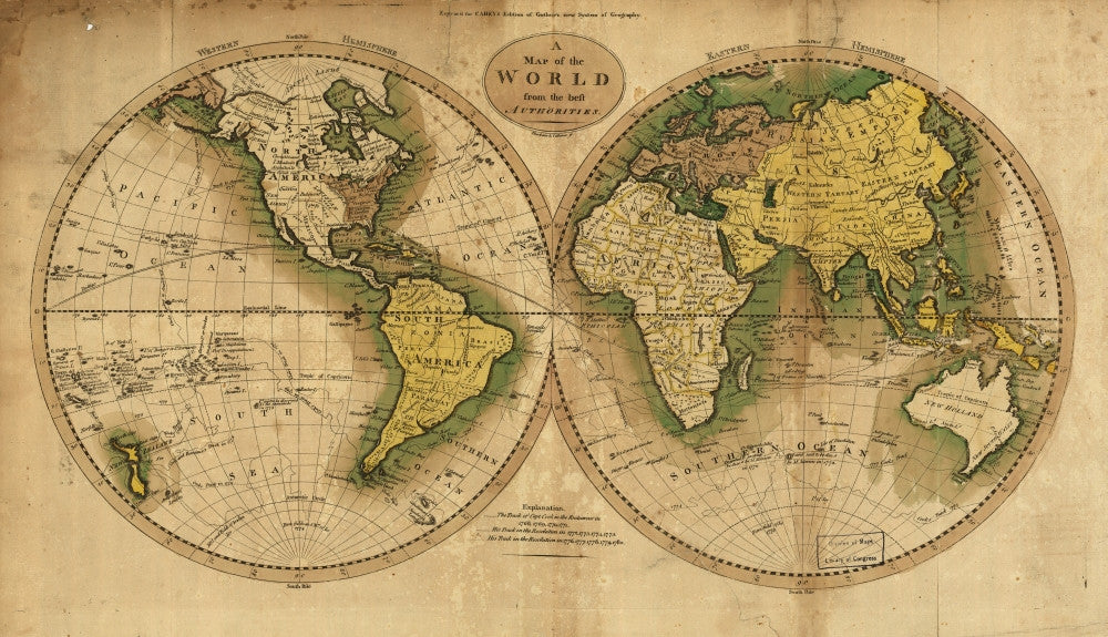 World Map - 1795 Fine Art Print - Various Sizes Available