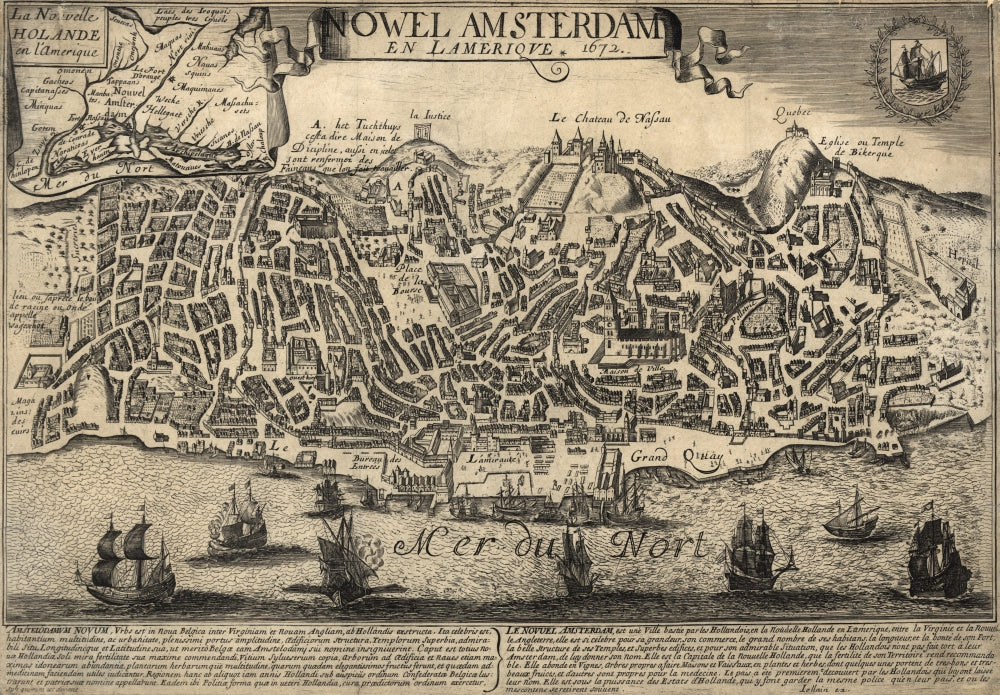 New Amsterdam in the Americas - 1672 Poster Print showcasing historical significance.