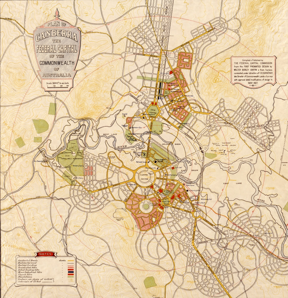 Plan of Canberra poster print showcasing the Federal Capital of Australia.