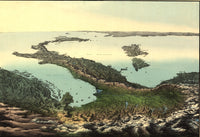 Pictorial aerial map of the Italian Peninsula and Sicily from the 1800s.