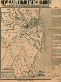 Charleston Harbor Naval Contest Poster Print showing historical map details