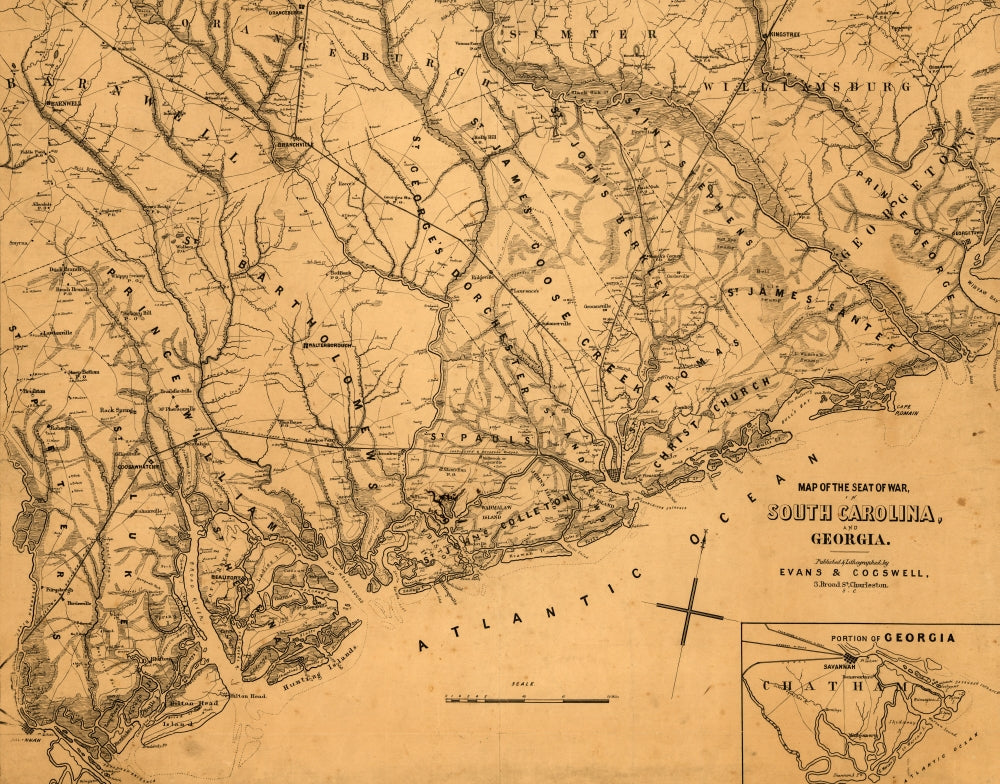 Georgetown to Savannah Coastal Area Map Poster Print
