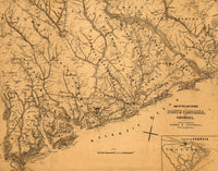 Georgetown to Savannah Coastal Area Map Poster Print