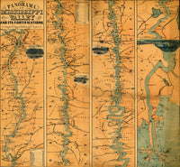 Distances Navigable by Steam on the Mississippi River Poster Print featuring panoramic views of St. Louis, Memphis, Vicksburg, and New Orleans.
