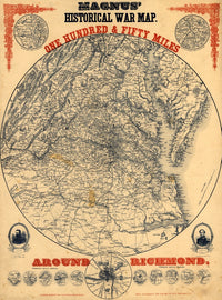 Civil War Battle Maps Poster Print showcasing major battles and fortifications from 1861-1864.