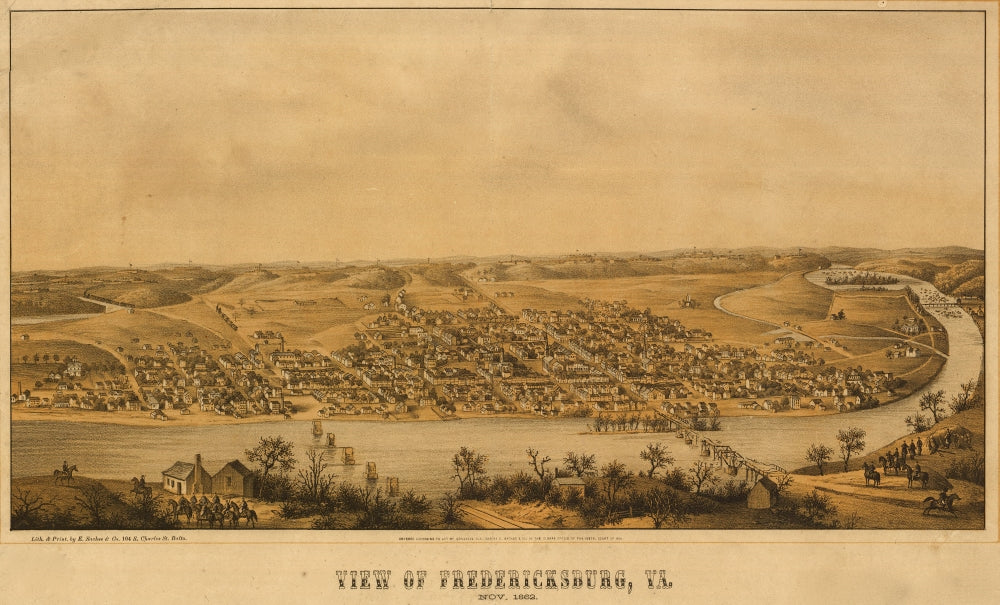 Fredericksburg Aerial View 1863 Poster Print showcasing historical detail.