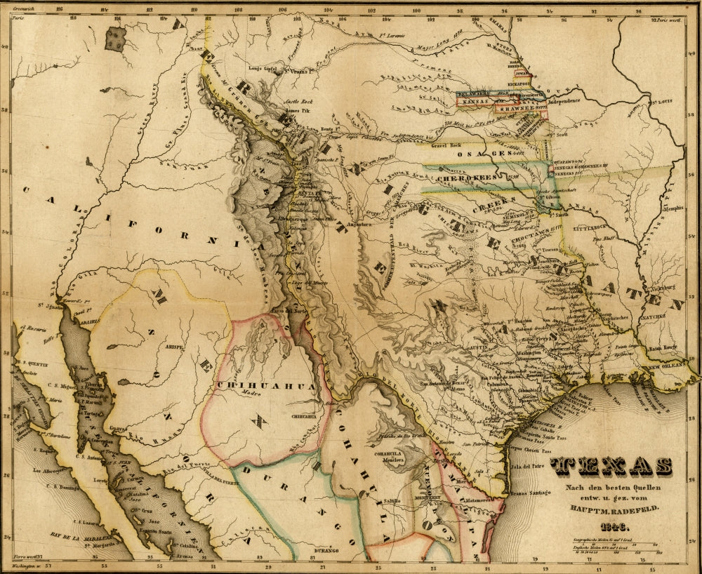 Texas - 1846 Poster Print showcasing Texas history and independence.