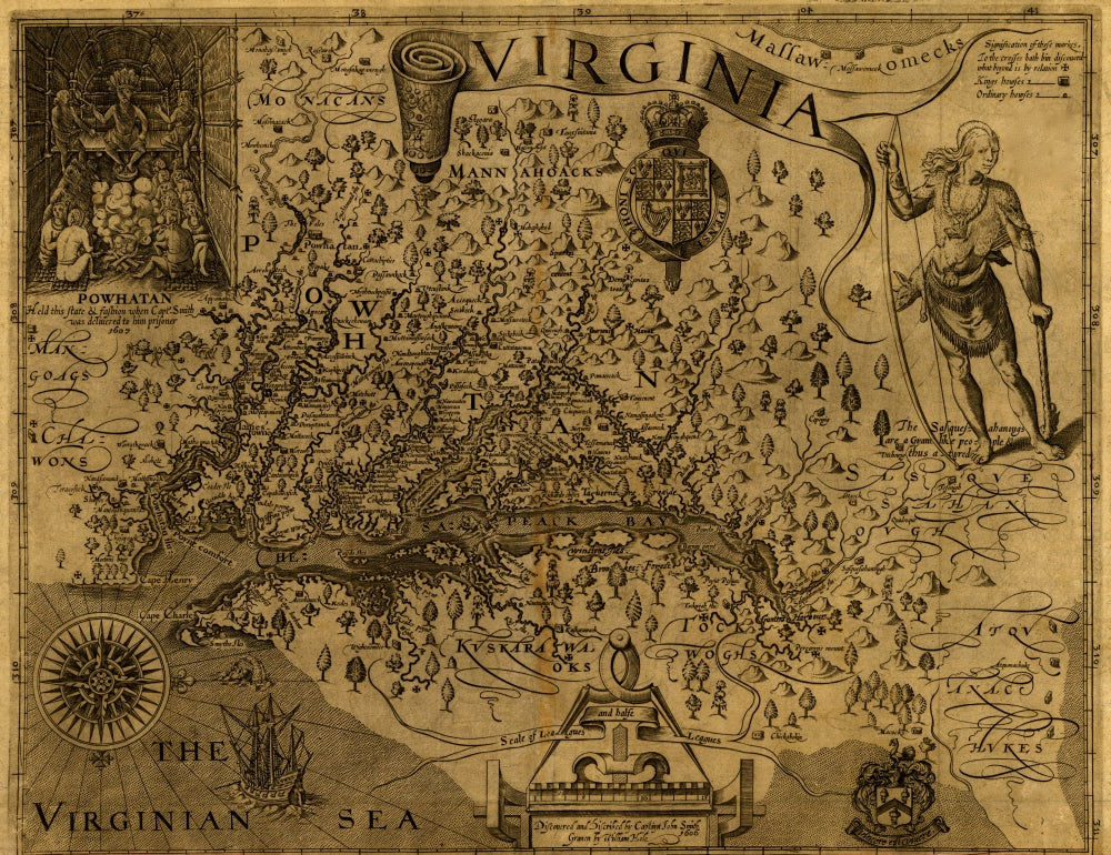 Virginia Discovered and Described by John Smith 1606 Poster Print