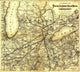 Detailed Midwestern States Map Poster Print showcasing drainage, cities, and railroad network.