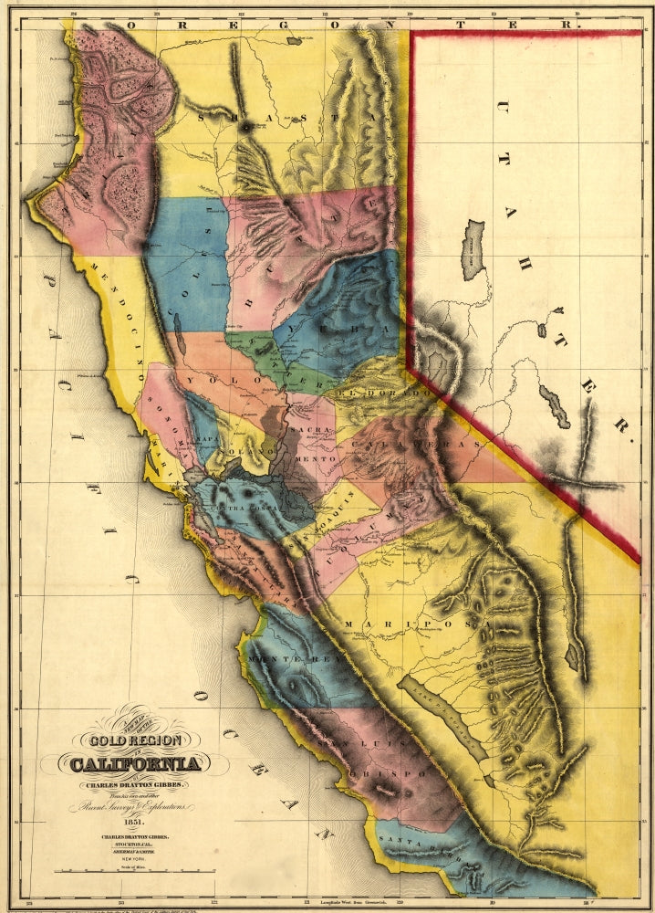 California Gold Fields - 1851 Poster Print showcasing vibrant historical landscape