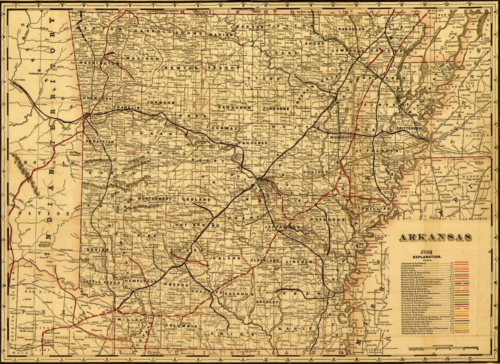 Indexed Township and County Map Poster Print showcasing relief and drainage details.