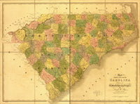 The Carolinas 1839 Poster Print showcasing historic details.