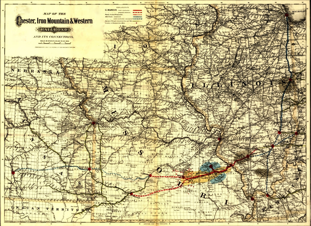 Chester, Iron Mountain & Western Railroad Poster Print showcasing classic trains.