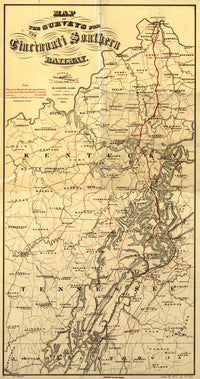 Central Kentucky and Tennessee Railroads Map Poster Print