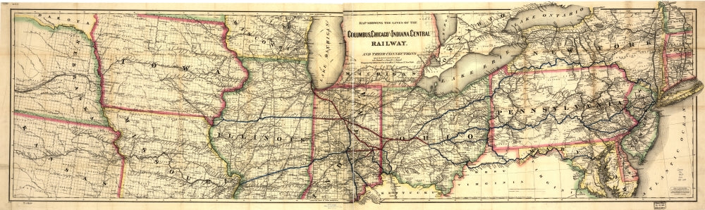 Columbus, Chicago, and Indiana Central Railway Poster Print showcasing vintage railway art.