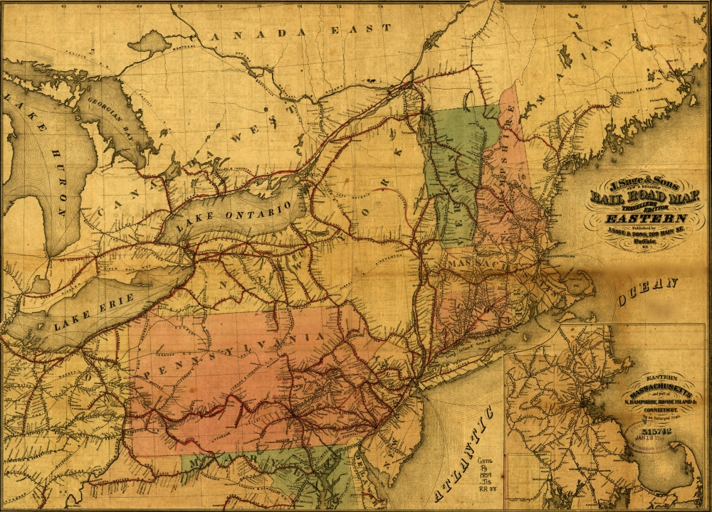 Eastern Railroad 1859 Northeastern States Poster Print