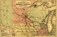 Milwaukee and Saint Paul Railway 1872 Poster Print showcasing vintage railway art.