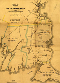 Historical Map of Eastern Massachusetts Poster Print featuring Boston to Wood's Hole.