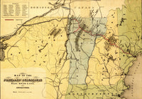 Railroad Map of New England and New York Poster Print showing Portland and Ogdensburg Railroad line