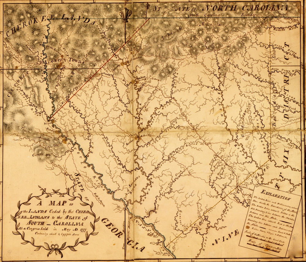 Detailed map of lands ceded by the Cherokee Indians to South Carolina