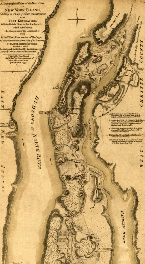 Plan of the Attack of Fort Washington Historical Poster Print