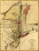 Map poster print of New York, New Jersey, Pennsylvania, and Quebec.