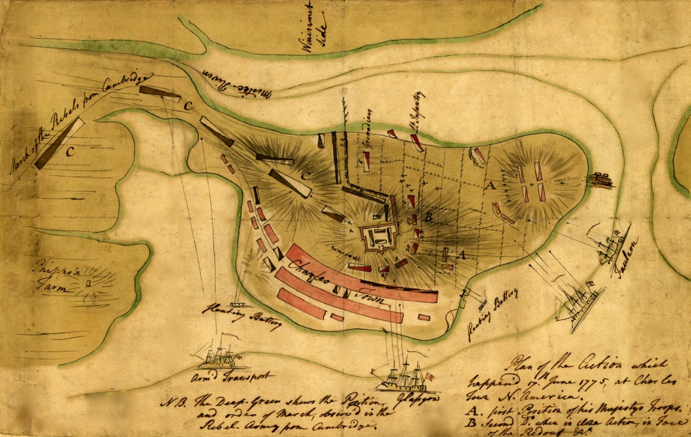Plan of the Action at Charles Town June 17, 1775 Poster Print