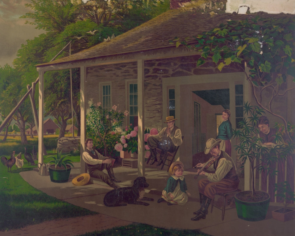 Family Relaxing on a Porch in the Country Poster Print