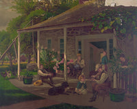 Family Relaxing on a Porch in the Country Poster Print