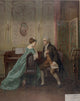 Satin Clad Suitor Proposes to a Young Girl Seated at a Spinet Poster Print