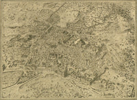 Antique Map of Jerusalem Black & White Poster Print