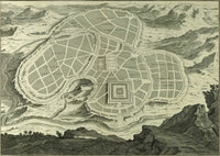 Antique Map of Jerusalem Black and White Poster Print