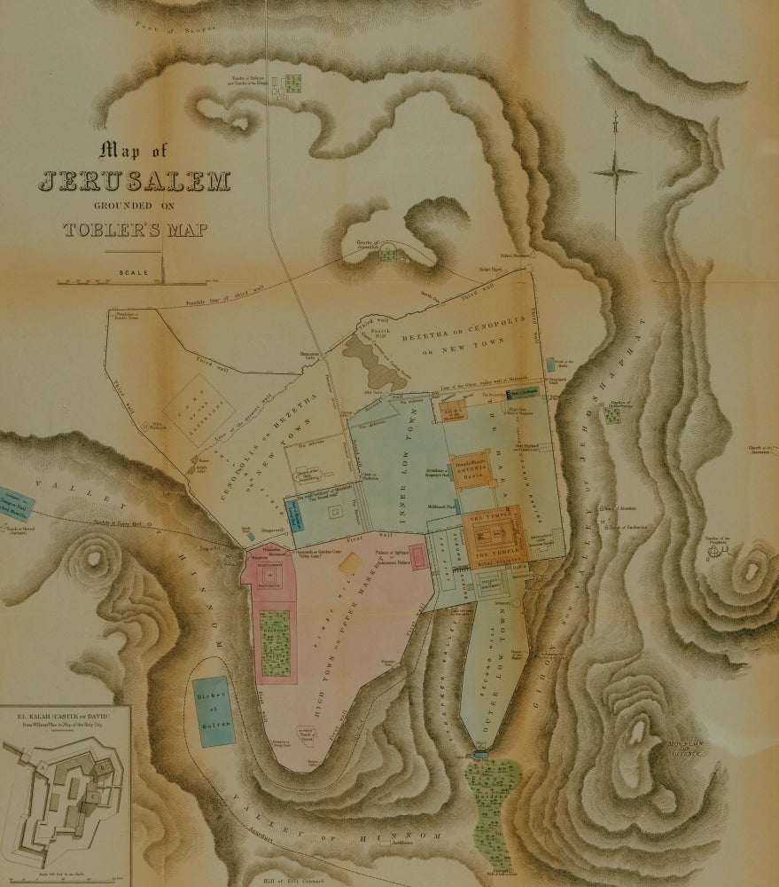 Antique Map of Jerusalem color poster print showcasing detailed cartography.