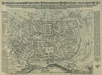 Antique Map of Jerusalem Black & White Poster Print