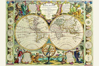 World Map Poster Print by Jean Baptiste Nolin, historical cartography art