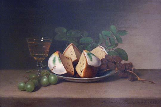 Still Life with Cake poster print by Raphaelle Peale, vintage art reproduction.