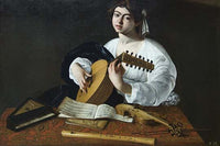 The Lute Player Poster Print by Caravaggio, vintage art reproduction.