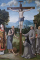 The Crucifixion with Saints vintage art print by Martino Plazza