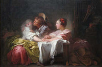 The Stolen Kiss Poster Print by Jean Honoré Fragonard, vintage art reproduction.