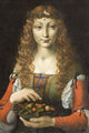Vintage art print of 'Girl with Cherries' by Giovanni Ambrogio.