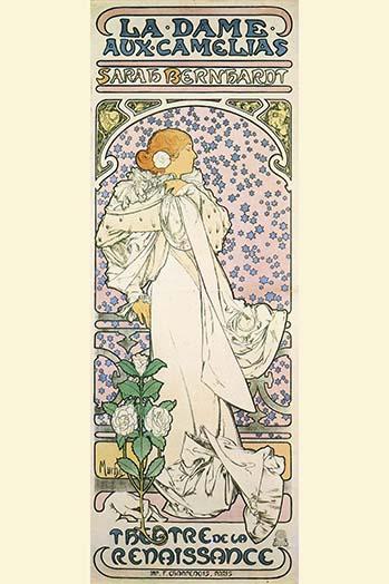 La Dame aux Camelias vintage art poster print by Alphonse Mucha.