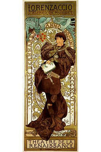 Lorenzaccio Theatre Vintage Art Print by Alphonse Mucha