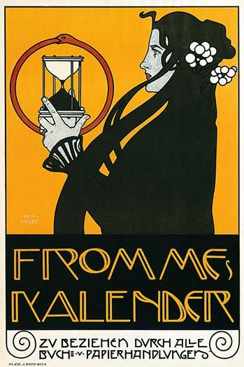 Fromme Calendar Printers poster print by Alphonse Mucha, vintage art reproduction.