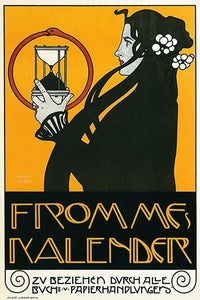 Fromme Calendar Printers poster print by Alphonse Mucha, vintage art reproduction.
