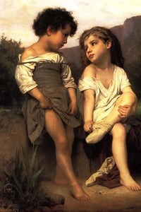 At the Edge of the Brook Vintage Art Print by William Bouguereau