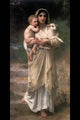 Lambs vintage art print by William Bouguereau showcasing serene pastoral beauty.